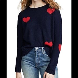 RAILS Perci Heart Wool Blend Sweater In Navy Scarlet